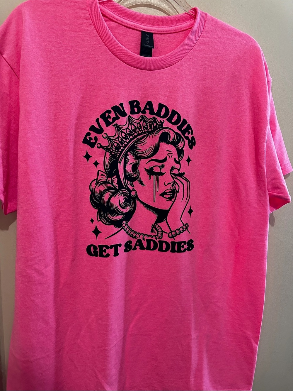 Even Baddies Get Saddies Graphic Tee - Pink